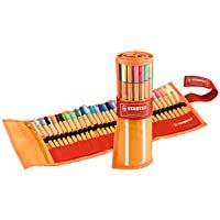 Rotulador punta fina STABILO point 88 - Estuche premium de tela Rollerset con 30 colores